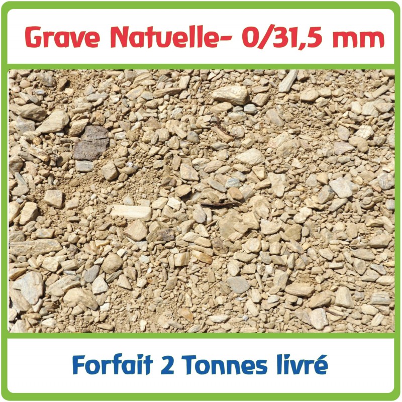Grave Naturelle traitée 0/31,5 pour fond de forme, allée et voirie
