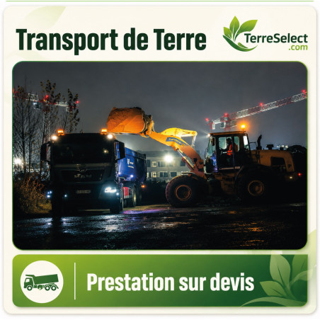 Camion de transport de terre sur un chantier en Île-de-France