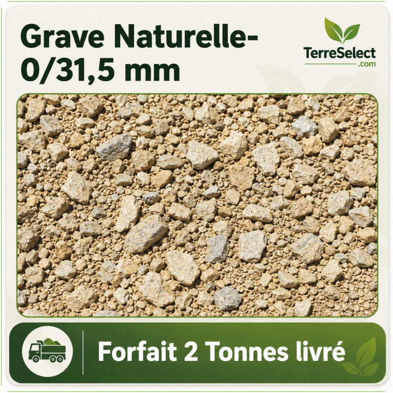 Grave Naturelle traitée 0/31,5 pour fond de forme, allée et voirie