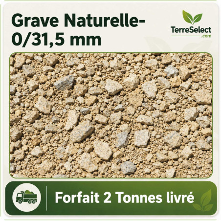 Grave Naturelle traitée 0/31,5 pour fond de forme, allée et voirie