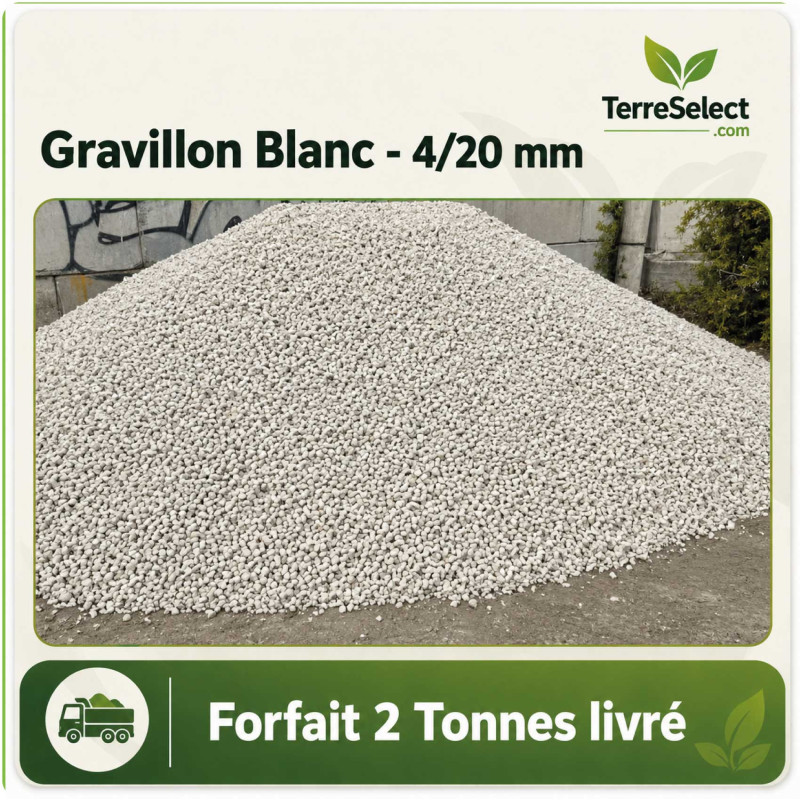 Gravillon blanc concassé 4/20 mm — Livraison en big bag en Île-de-France | TerreSelect
