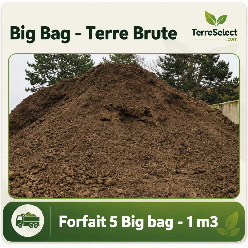 Lot de 5 big bags de terre brute pour remblai et nivellement en Île-de-France