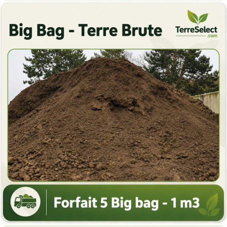 Lot de 5 big bags de terre brute pour remblai et nivellement en Île-de-France