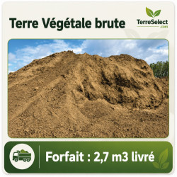 Terre végétale brute de grattage livrée en forfait 2,7 m³ par petit camion en Île-de-France