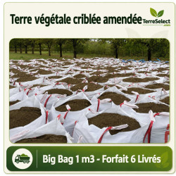6 big bags de terre criblée amendée livrés par camion grue en Île-de-France