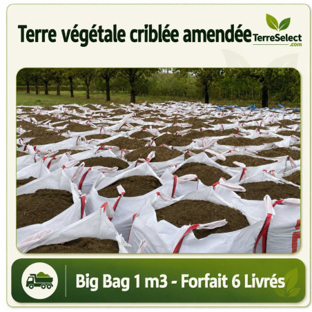 6 big bags de terre criblée amendée livrés par camion grue en Île-de-France