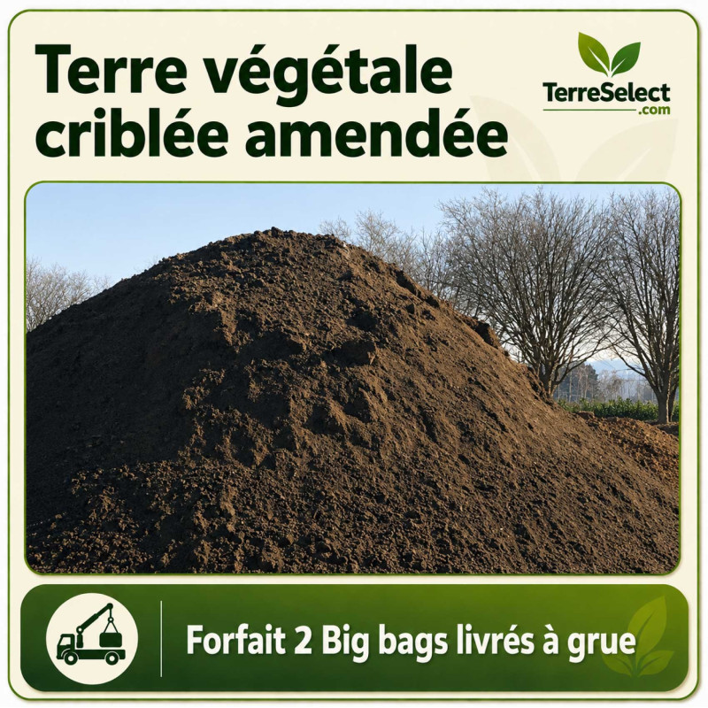 2 big bag de terre criblée amendée livrés par camion grue en Île-de-Fran