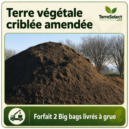 2 big bag de terre criblée amendée livrés par camion grue en Île-de-Fran