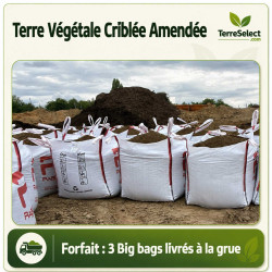 3 big bag de terre criblée amendée livrés par camion grue en Île-de-