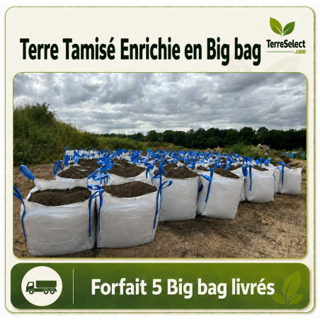 5 big bag de terre criblée amendée livrés par camion grue en Île-de-France