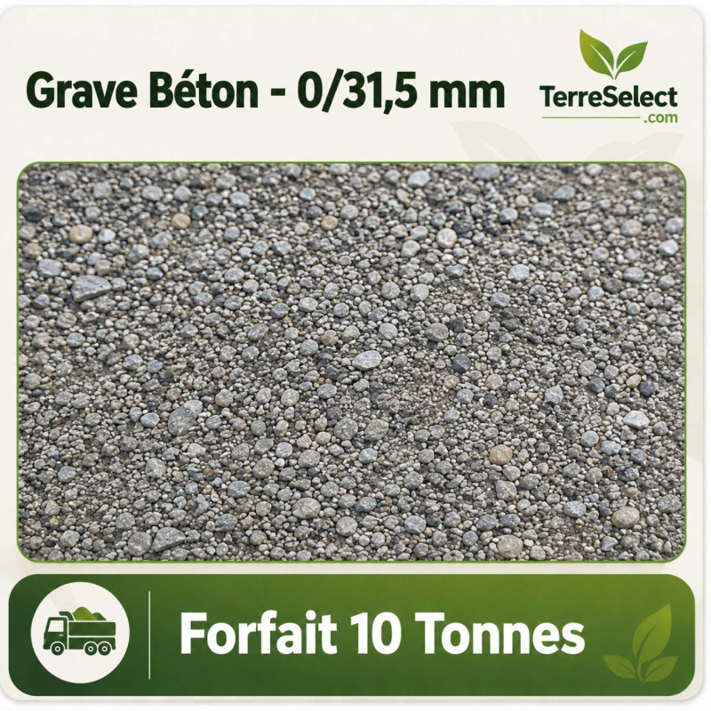Béton concassé 0/31,5 recyclé livré en vrac par forfait 10 tonnes en Île-de-France
