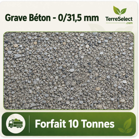 Béton concassé 0/31,5 recyclé livré en vrac par forfait 10 tonnes en Île-de-France