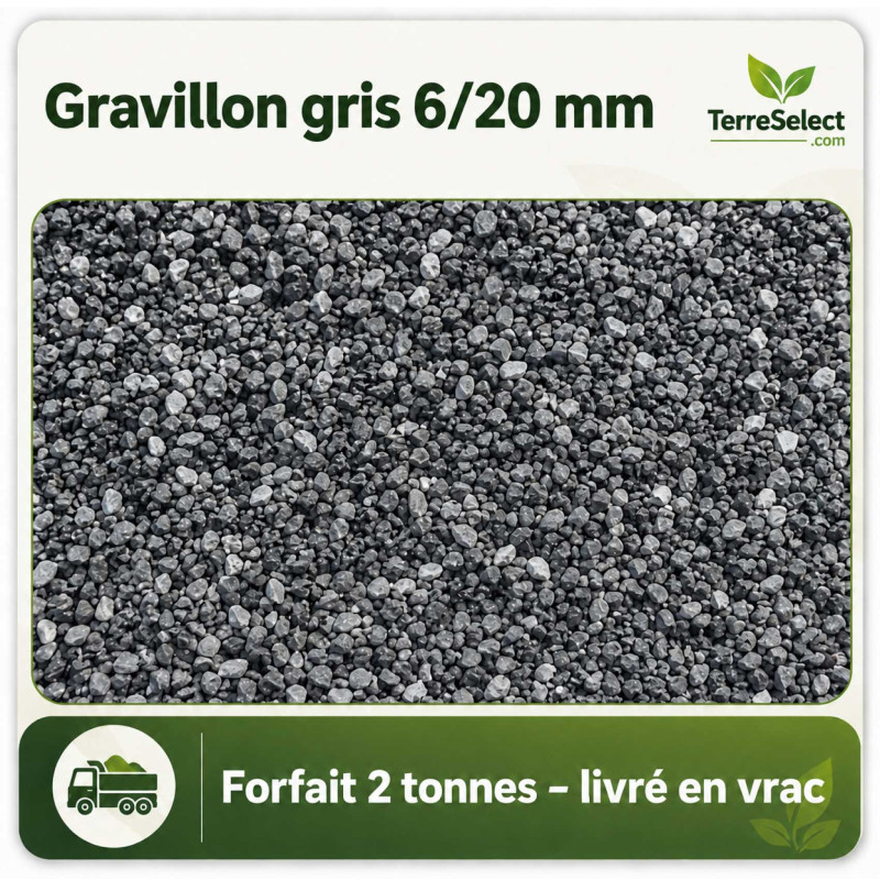 Gravillon en grès quartzeux gris-bleu 10/20 mm livré en vrac en Île-de-France