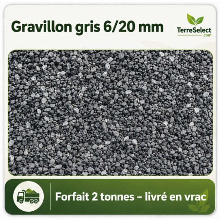 Gravillon en grès quartzeux gris-bleu 10/20 mm livré en vrac en Île-de-France