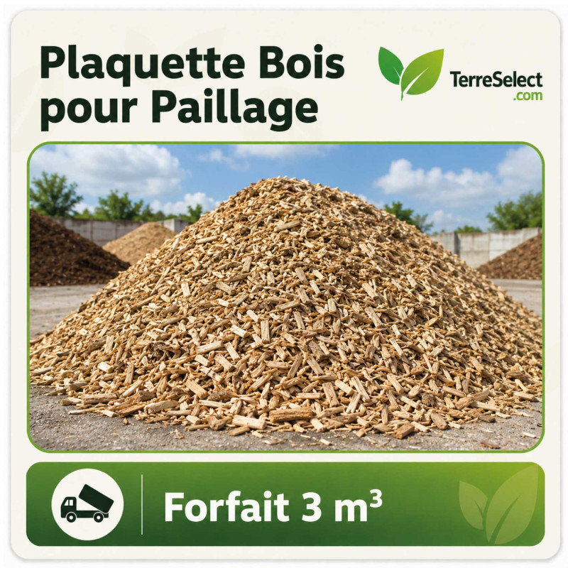 Plaquettes forestières criblées en forfait 3 m³ pour paillage de massifs en Île-de-France